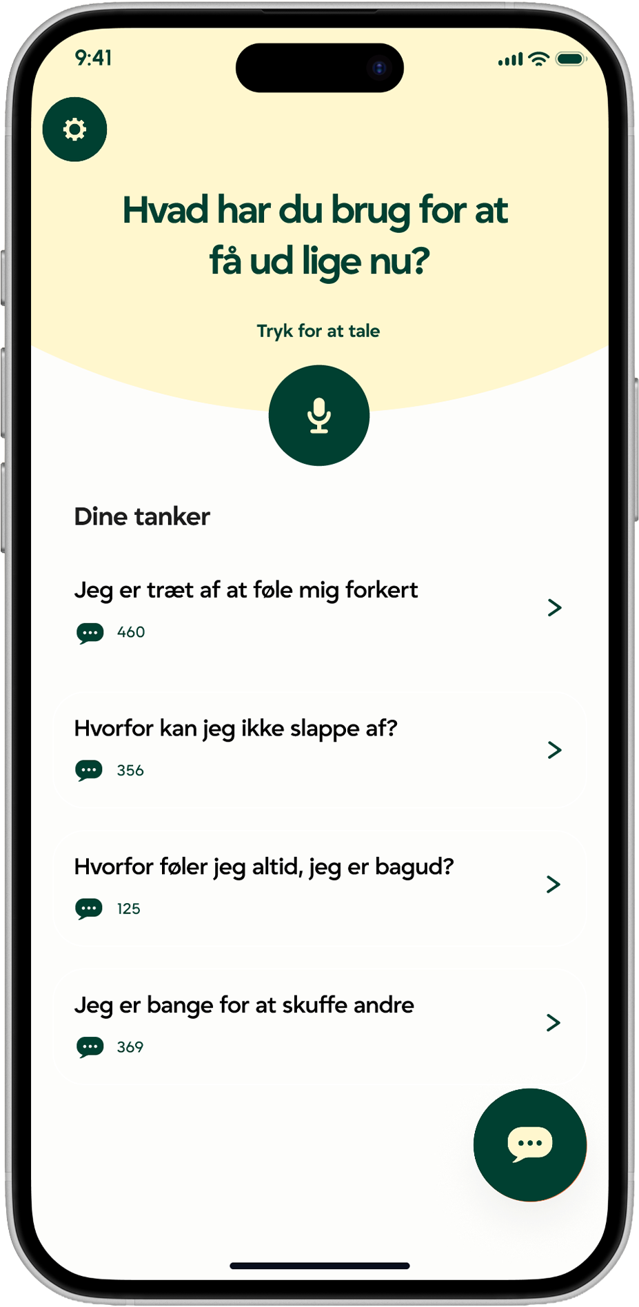 Rolia hjemmeskærm med ting der fylder lige nu